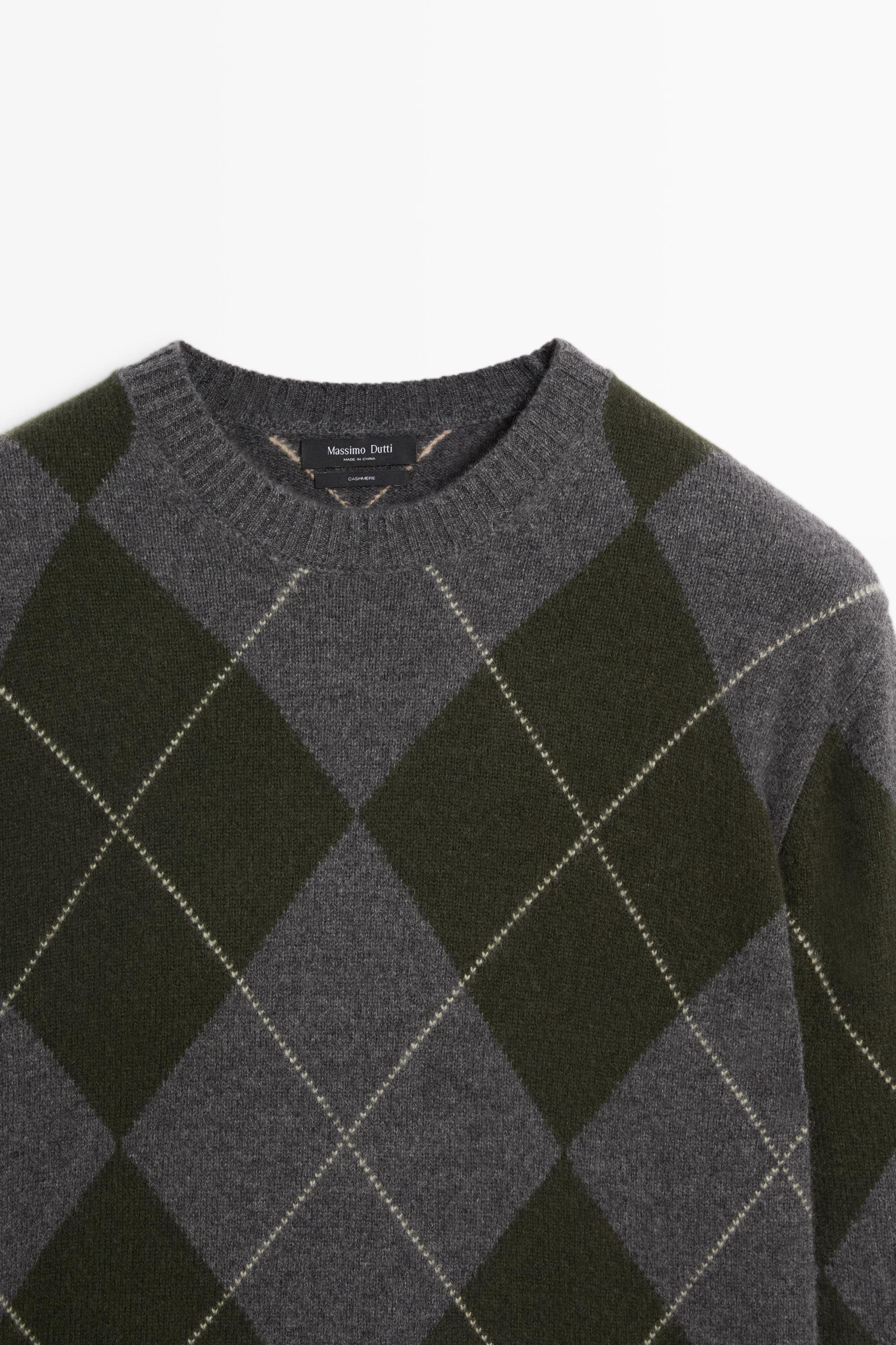 Pull en maille à motif losanges 100 % cachemire